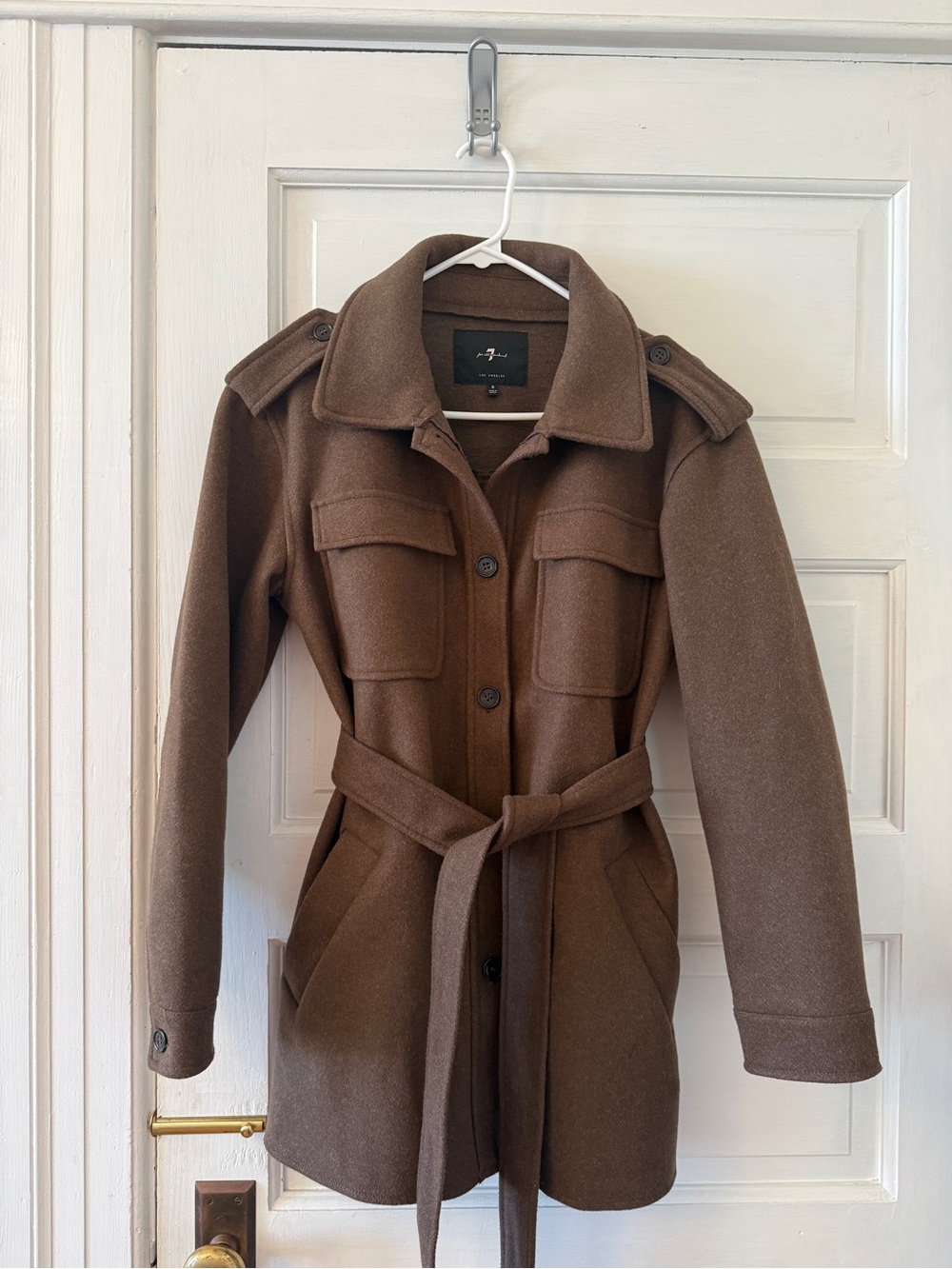 7 For All Mankind Brown Belted Trench Coat